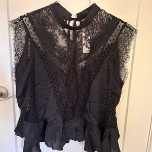 Anthropologie Black Lace Blouse